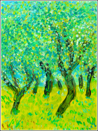 Painting titled "L'oliveraie  SOLD" by Jean Mirre, Original Artwork, Oil