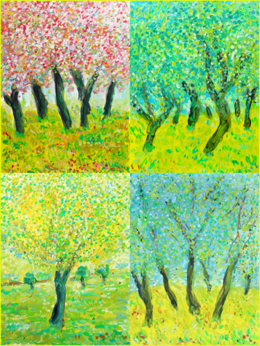 Peinture intitulée "TREES" par Jean Mirre, Œuvre d'art originale, Huile