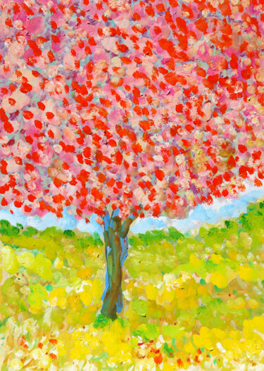 Painting titled "Wishing tree" by Jean Mirre, Original Artwork, Oil