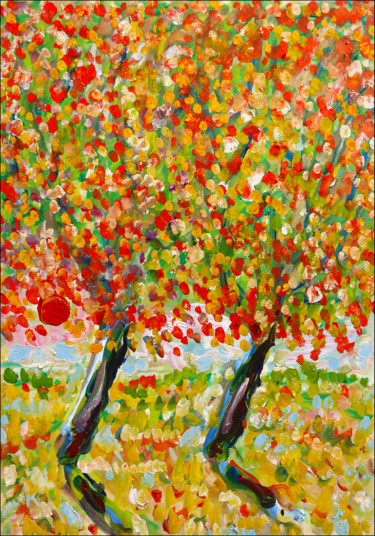 Painting titled "Peace trees" by Jean Mirre, Original Artwork, Oil