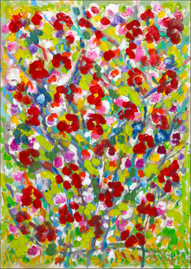 Peinture intitulée "Crimson love" par Jean Mirre, Œuvre d'art originale, Huile