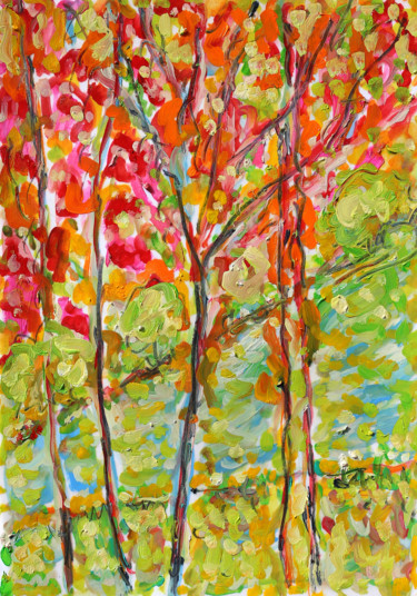 Painting titled "Dancing trees" by Jean Mirre, Original Artwork, Oil