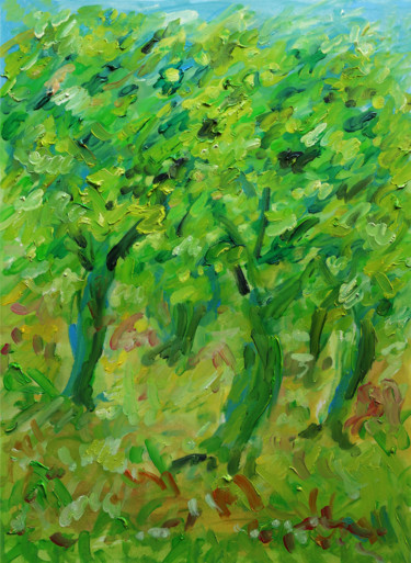Peinture intitulée "Olive trees" par Jean Mirre, Œuvre d'art originale, Huile