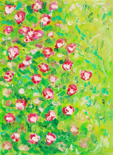 Schilderij getiteld "Bush of flowers" door Jean Mirre, Origineel Kunstwerk, Olie