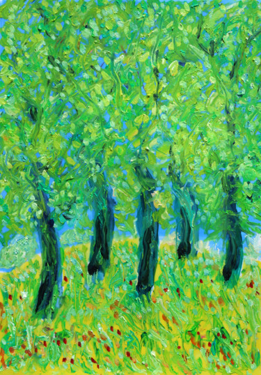 Peinture intitulée "Treefriends" par Jean Mirre, Œuvre d'art originale, Huile