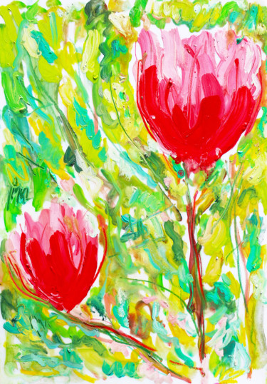 Картина под названием "Magnolias1" - Jean Mirre, Подлинное произведение искусства, Масло