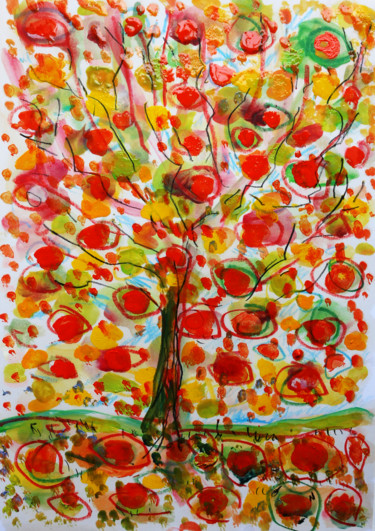 Картина под названием "Tree" - Jean Mirre, Подлинное произведение искусства, Масло