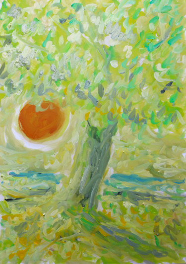 Peinture intitulée "Lone Tree" par Jean Mirre, Œuvre d'art originale, Huile