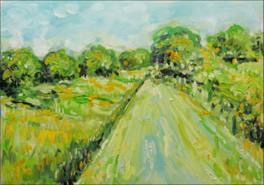 Painting titled "Country road" by Jean Mirre, Original Artwork, Oil