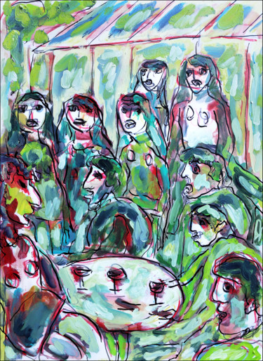 Peinture intitulée "Café 68" par Jean Mirre, Œuvre d'art originale, Huile
