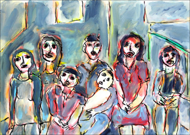 Peinture intitulée "Famille1" par Jean Mirre, Œuvre d'art originale, Huile