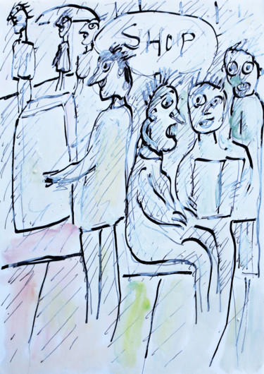 Pittura intitolato "SHOP" da Jean Mirre, Opera d'arte originale, Olio