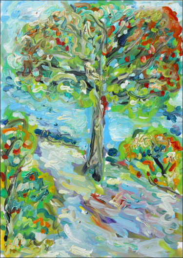 Картина под названием "Irish tree" - Jean Mirre, Подлинное произведение искусства, Масло