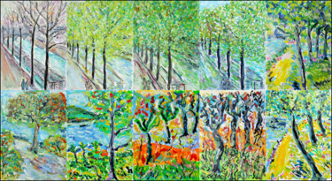 Painting titled "Multi Trees" by Jean Mirre, Original Artwork, Oil