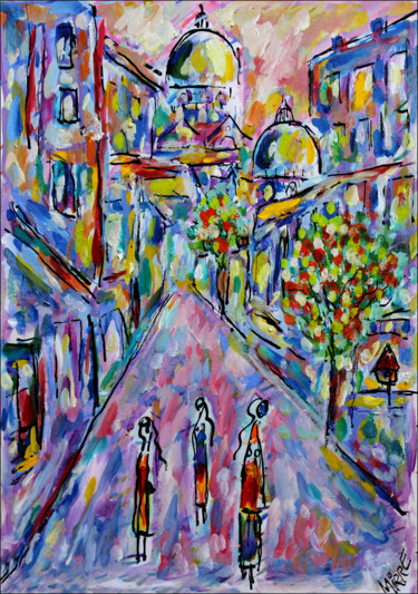 Pittura intitolato "Rue Violette1" da Jean Mirre, Opera d'arte originale, Olio