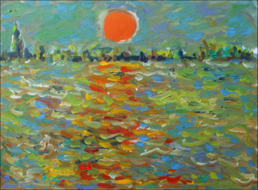 Painting titled "Sun and sea" by Jean Mirre, Original Artwork, Oil
