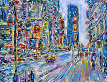 Painting titled "SPEED CITY" by Jean Mirre, Original Artwork, Oil