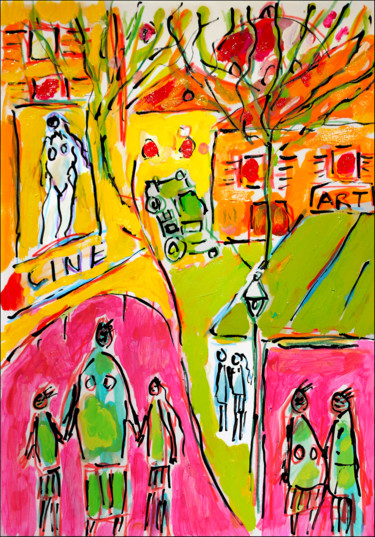 Pintura titulada "Ciné1" por Jean Mirre, Obra de arte original, Oleo