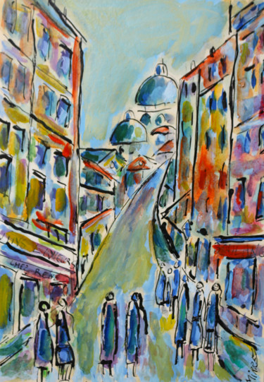 Malerei mit dem Titel "Tendre Paris" von Jean Mirre, Original-Kunstwerk, Öl