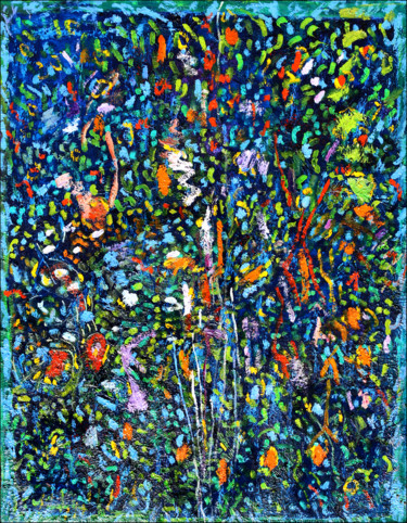 Painting titled "Bouquet garni" by Jean Mirre, Original Artwork, Oil Mounted on Wood Stretcher frame