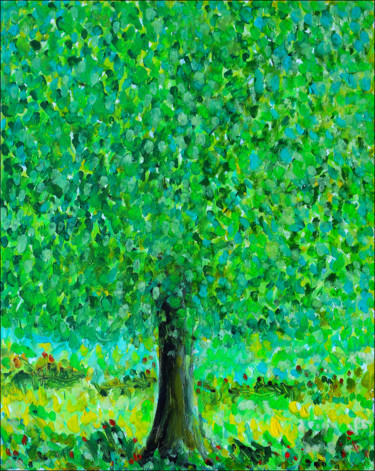 Painting titled "FOREVER TREE" by Jean Mirre, Original Artwork, Oil Mounted on Wood Stretcher frame