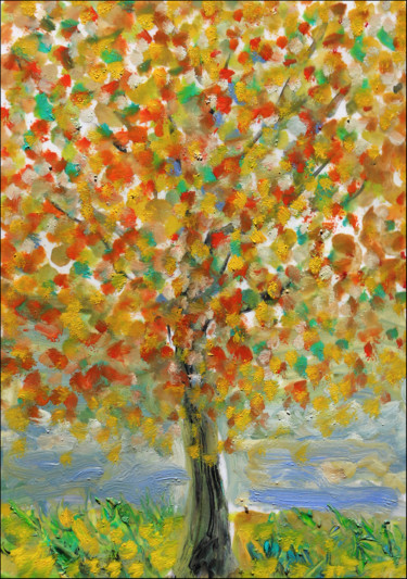 Pittura intitolato "Lone tree1" da Jean Mirre, Opera d'arte originale, Olio