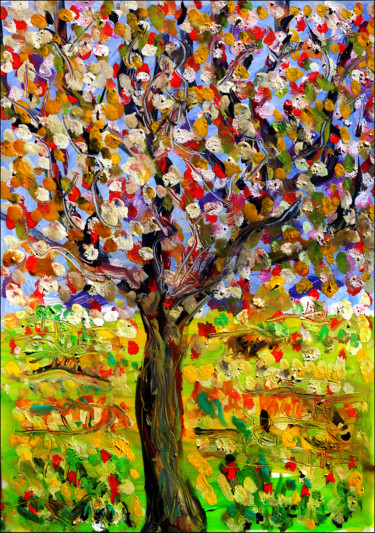 Pintura titulada "Life tree" por Jean Mirre, Obra de arte original, Oleo