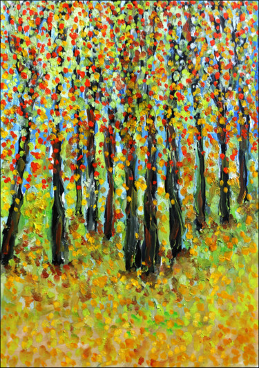 Pittura intitolato "November wood" da Jean Mirre, Opera d'arte originale, Olio