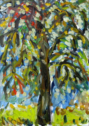 Peinture intitulée "Cosmic tree" par Jean Mirre, Œuvre d'art originale, Huile