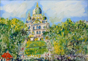 Peinture intitulée "La Butte Montmartre" par Jean Mirre, Œuvre d'art originale, Huile