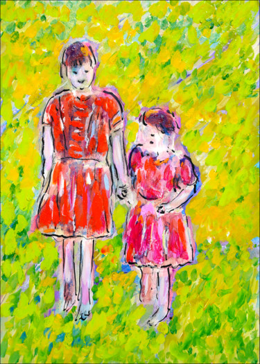 Peinture intitulée "Sisters" par Jean Mirre, Œuvre d'art originale, Huile
