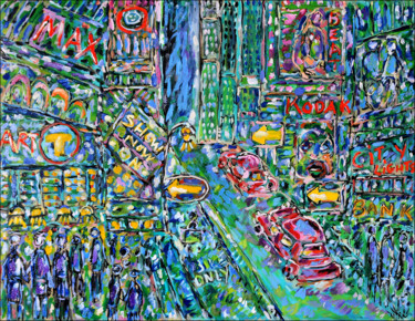 Painting titled "CITY LIGHTS 2" by Jean Mirre, Original Artwork, Oil