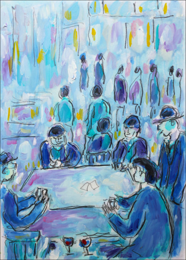 Painting titled "Card game" by Jean Mirre, Original Artwork, Oil