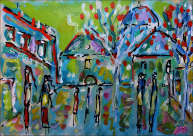 Pintura titulada "Colorful Hotel" por Jean Mirre, Obra de arte original, Oleo