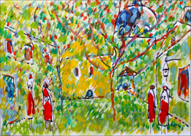Painting titled "Place des amours" by Jean Mirre, Original Artwork, Oil