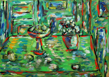 Table Painting titled "Table" by Jean Mirre, Original Art, Oil