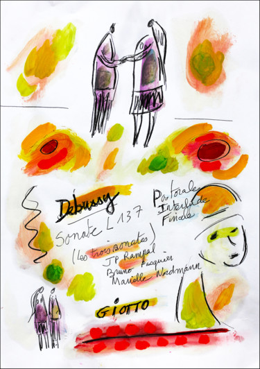 Peinture intitulée "Debussy Sonate L137" par Jean Mirre, Œuvre d'art originale, Huile