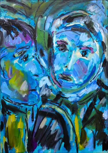 Malerei mit dem Titel "Deux1" von Jean Mirre, Original-Kunstwerk, Öl