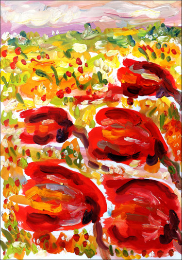 Картина под названием "Fleurs et vent" - Jean Mirre, Подлинное произведение искусства, Масло