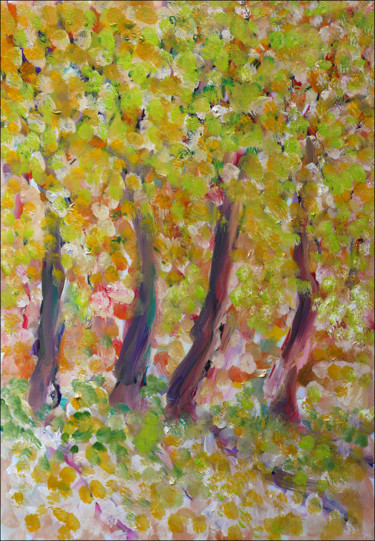 Peinture intitulée "Vague à l'arbre" par Jean Mirre, Œuvre d'art originale, Huile