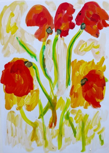 Malerei mit dem Titel "Freedom flowers1" von Jean Mirre, Original-Kunstwerk, Öl