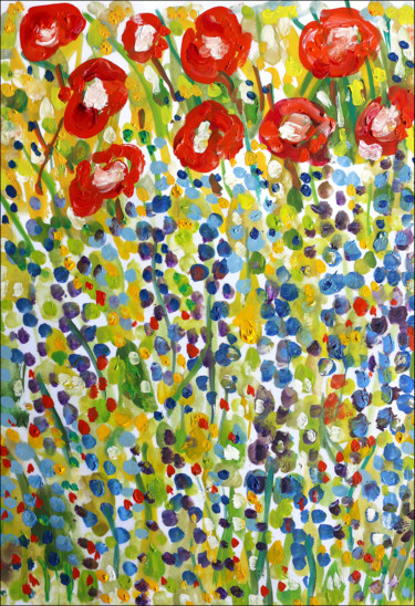 Peinture intitulée "Fleurs des champs1" par Jean Mirre, Œuvre d'art originale, Huile