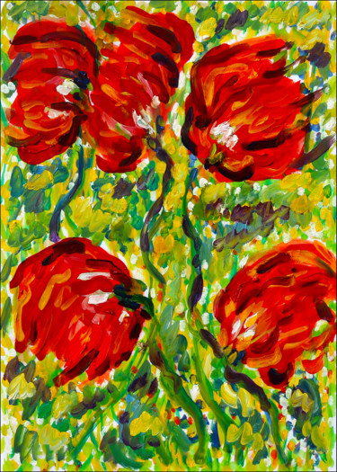 Pintura intitulada "Fleurs et vie" por Jean Mirre, Obras de arte originais, Óleo