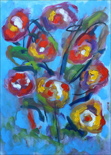 Painting titled "Free bunch" by Jean Mirre, Original Artwork, Oil