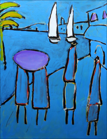 Peinture intitulée "Ombrelle" par Jean Mirre, Œuvre d'art originale, Huile