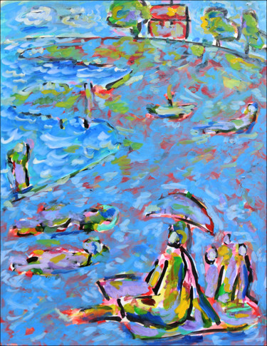 Plage bretonne Peinture intitulée "Plage bretonne" par Jean Mirre, Œuvre d'art originale, Huile