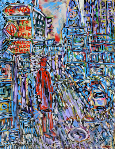 Schilderij getiteld "Street confusion" door Jean Mirre, Origineel Kunstwerk, Olie