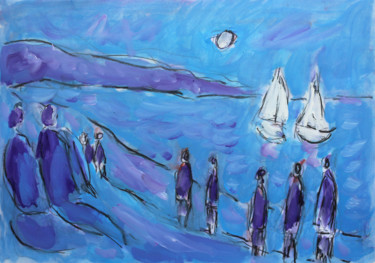 Peinture intitulée "Blue lagoon" par Jean Mirre, Œuvre d'art originale, Huile