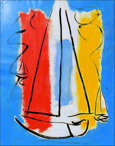 Painting titled "Voiliers" by Jean Mirre, Original Artwork, Oil