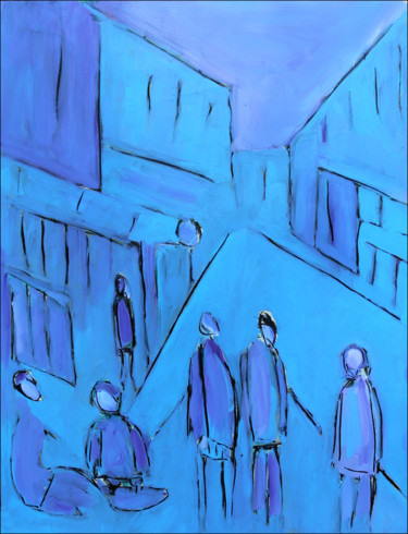 Картина под названием "Life in town" - Jean Mirre, Подлинное произведение искусства, Масло